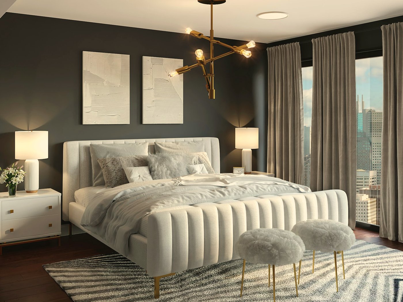 Bedroom before and after